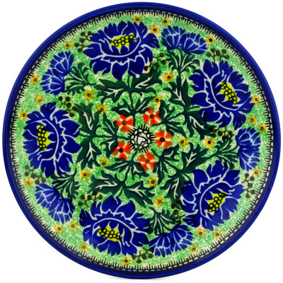 Polish Pottery Dessert Plate Happy Carnations UNIKAT
