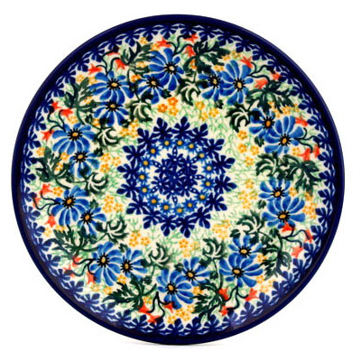 Polish Pottery Dessert Plate Happy Daisy UNIKAT