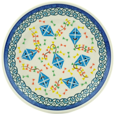 Polish Pottery Dessert Plate Happy Kites Kids