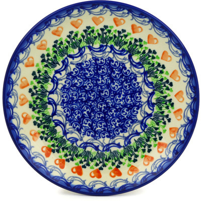 Polish Pottery Dessert Plate Heart Shaped Balloon