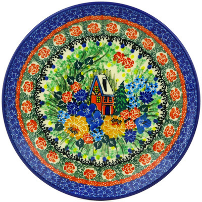 Polish Pottery Dessert Plate Hidden Cottage UNIKAT