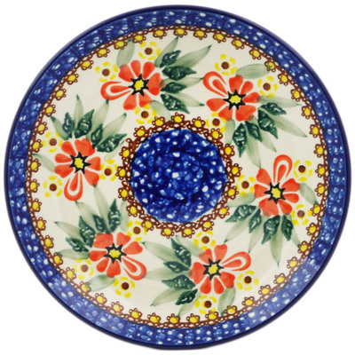 Polish Pottery Dessert Plate Hidden Sunflower UNIKAT