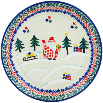 Polish Pottery Dessert Plate Holiday Forest UNIKAT