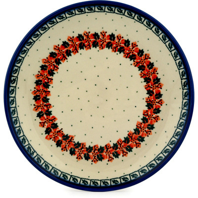 Polish Pottery Dessert Plate Holly Wreath