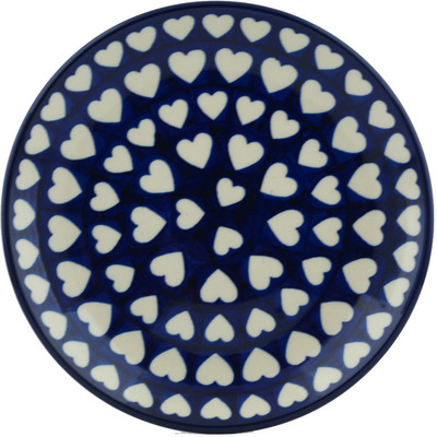 Polish Pottery Dessert Plate Hypnotic Hearts