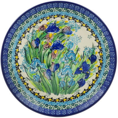 Polish Pottery Dessert Plate Iris Field UNIKAT