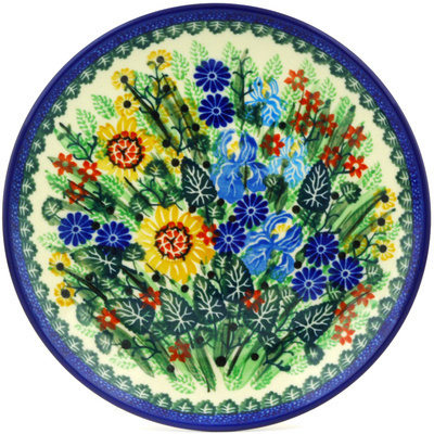 Polish Pottery Dessert Plate Iris Spring UNIKAT