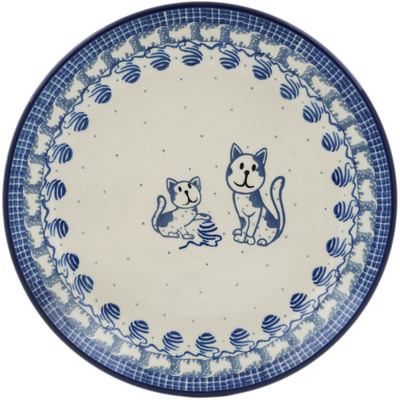 Polish Pottery Dessert Plate Kitten Play