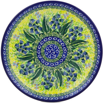 Polish Pottery Dessert Plate Lakeside Bluebells UNIKAT