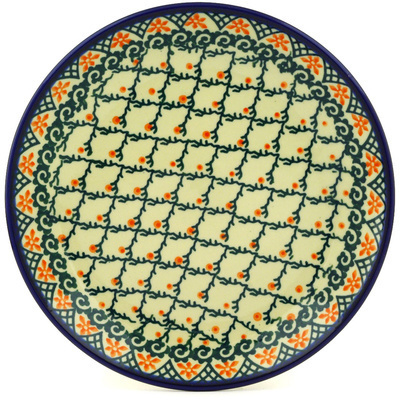 Polish Pottery Dessert Plate Lattice Vines