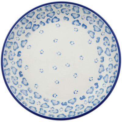 Polish Pottery Dessert Plate Light Blue Leopard