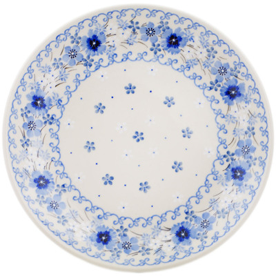Polish Pottery Dessert Plate Light Blue Wreath UNIKAT