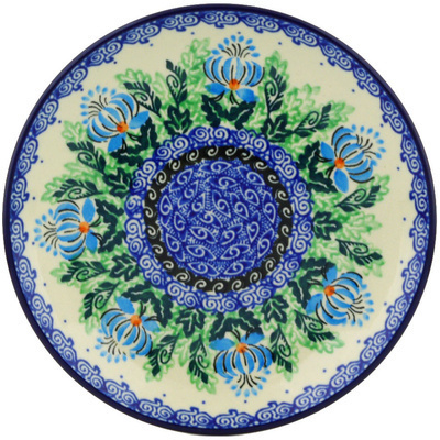 Polish Pottery Dessert Plate Lotus Flower UNIKAT