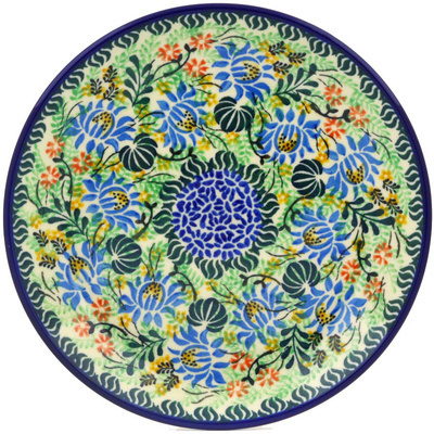 Polish Pottery Dessert Plate Lotus Wreath UNIKAT