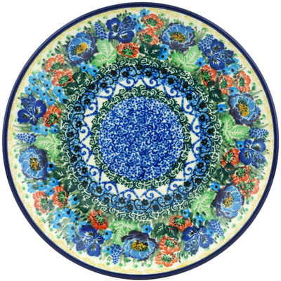 Polish Pottery Dessert Plate Lupines And Roses UNIKAT