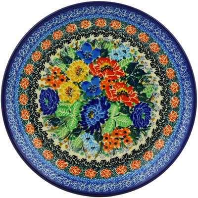 Polish Pottery Dessert Plate Magnificent Meadow UNIKAT