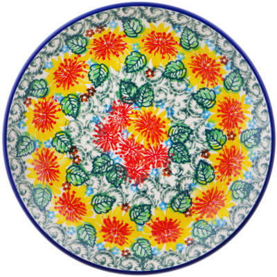 Polish Pottery Dessert Plate Marigold Chain UNIKAT