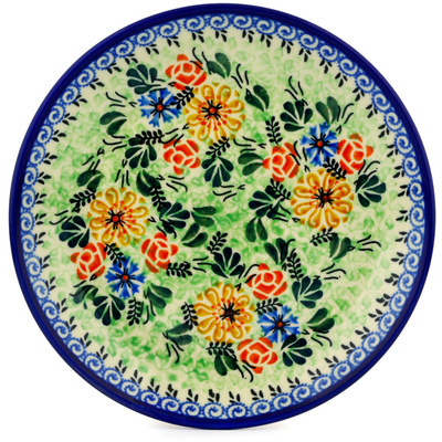 Polish Pottery Dessert Plate Marigold Spring UNIKAT