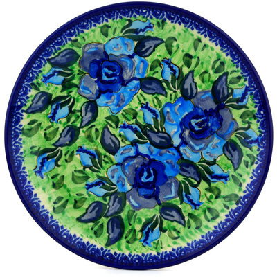Polish Pottery Dessert Plate Matisse Flowers Cobalt UNIKAT