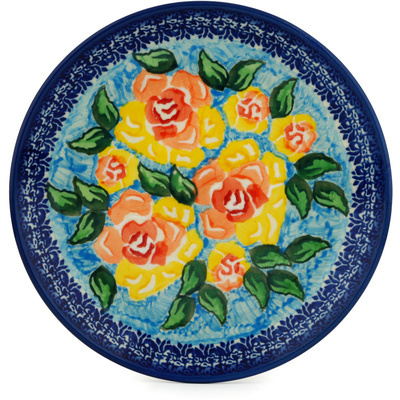 Polish Pottery Dessert Plate Matisse Flowers Golden UNIKAT