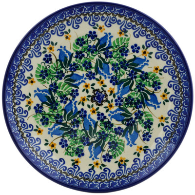 Polish Pottery Dessert Plate Midnight Rose Bud UNIKAT
