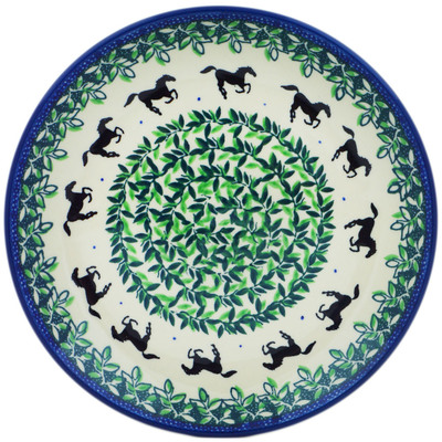 Polish Pottery Dessert Plate Mustang Forest