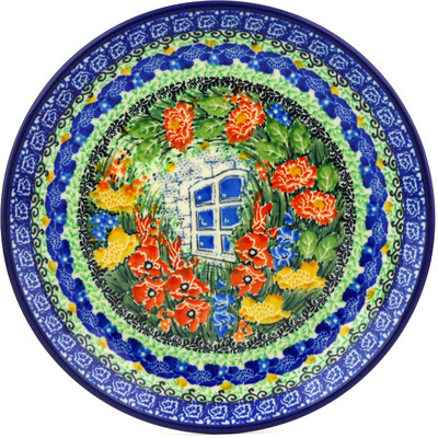 Polish Pottery Dessert Plate My Garden Window UNIKAT