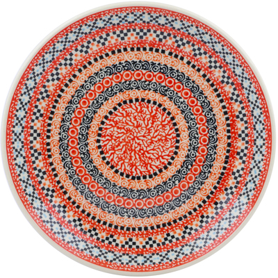 Polish Pottery Dessert Plate Orange Kaleidoscope UNIKAT