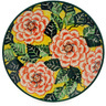 Polish Pottery Dessert Plate Orange Peonies UNIKAT