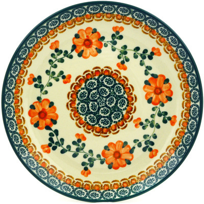 Polish Pottery Dessert Plate Orange Poppies