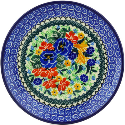 Polish Pottery Dessert Plate Pansy Twins UNIKAT