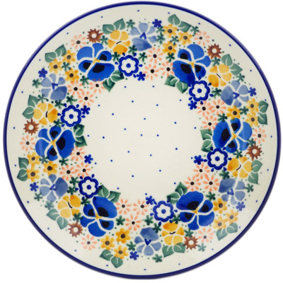 Polish Pottery Dessert Plate Pansy Wreath UNIKAT