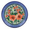 Polish Pottery Dessert Plate Peach Poppy Wreath UNIKAT