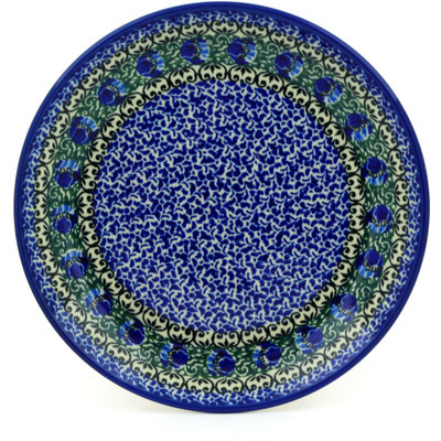 Polish Pottery Dessert Plate Peacock Feather