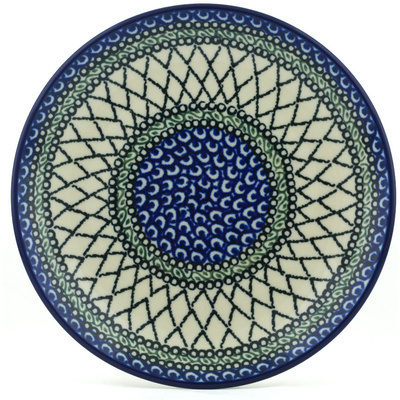 Polish Pottery Dessert Plate Peacock&#039;s Web UNIKAT