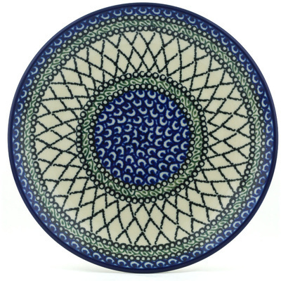 Polish Pottery Dessert Plate Peacock&#039;s Web UNIKAT