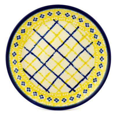 Polish Pottery Dessert Plate Plaid Sunshine