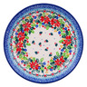 Polish Pottery Dessert Plate Poinsettia Wreath UNIKAT