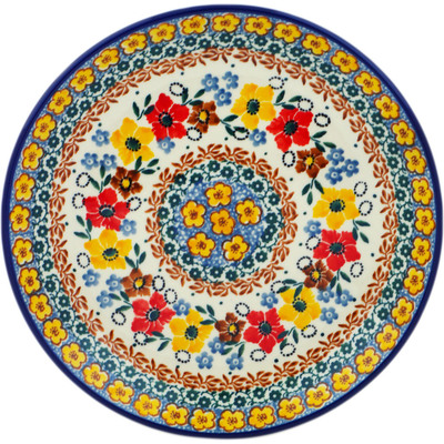 Polish Pottery Dessert Plate Pretty In Bloom UNIKAT