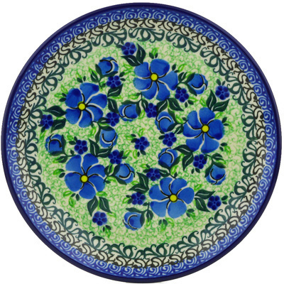 Polish Pottery Dessert Plate Primary Blossom UNIKAT