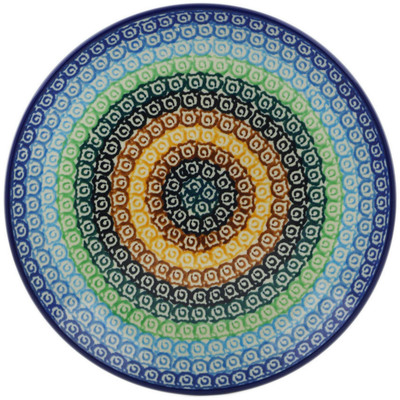 Polish Pottery Dessert Plate Rainbow Swirl