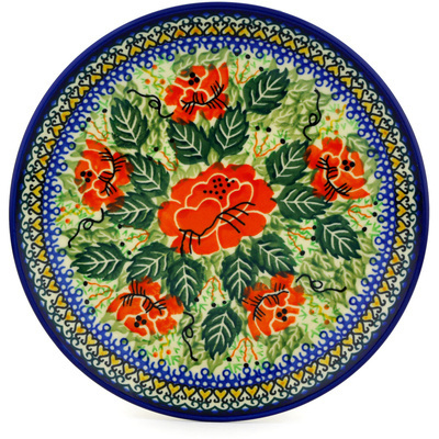 Polish Pottery Dessert Plate Red Beauty UNIKAT