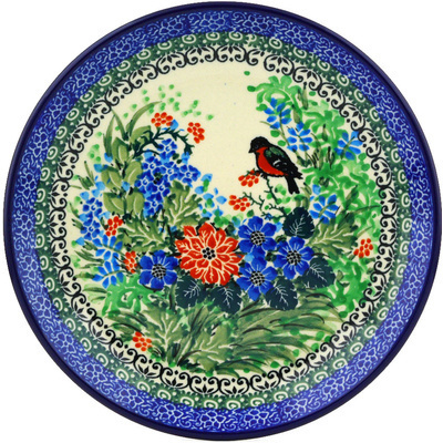 Polish Pottery Dessert Plate Red Breasted Robin UNIKAT