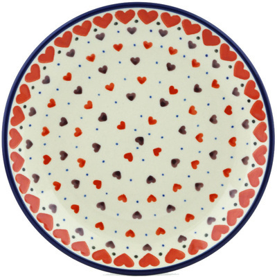 Polish Pottery Dessert Plate Red Hearts Delight