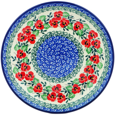 Polish Pottery Dessert Plate Red Pansy