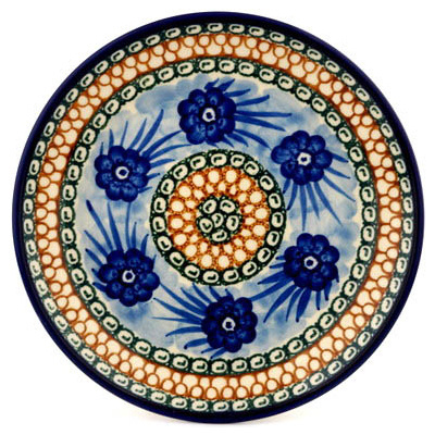 Polish Pottery Dessert Plate Ring Of Poppies UNIKAT