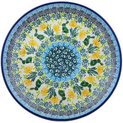 Polish Pottery Dessert Plate Riveting Rabbits UNIKAT