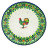 Polish Pottery Dessert Plate Rooster&#039;s Crow UNIKAT