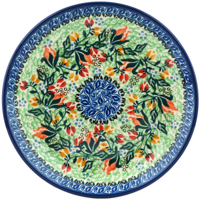 Polish Pottery Dessert Plate Rose Bud Roundup UNIKAT