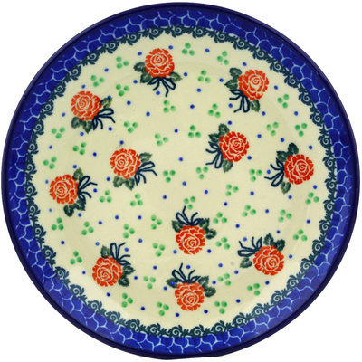 Polish Pottery Dessert Plate Rose Field